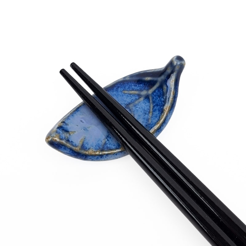 Japanese Chopstick Rest – Blue Leaf