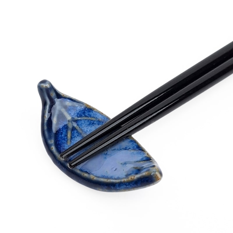 Japanese Chopstick Rest – Blue Leaf