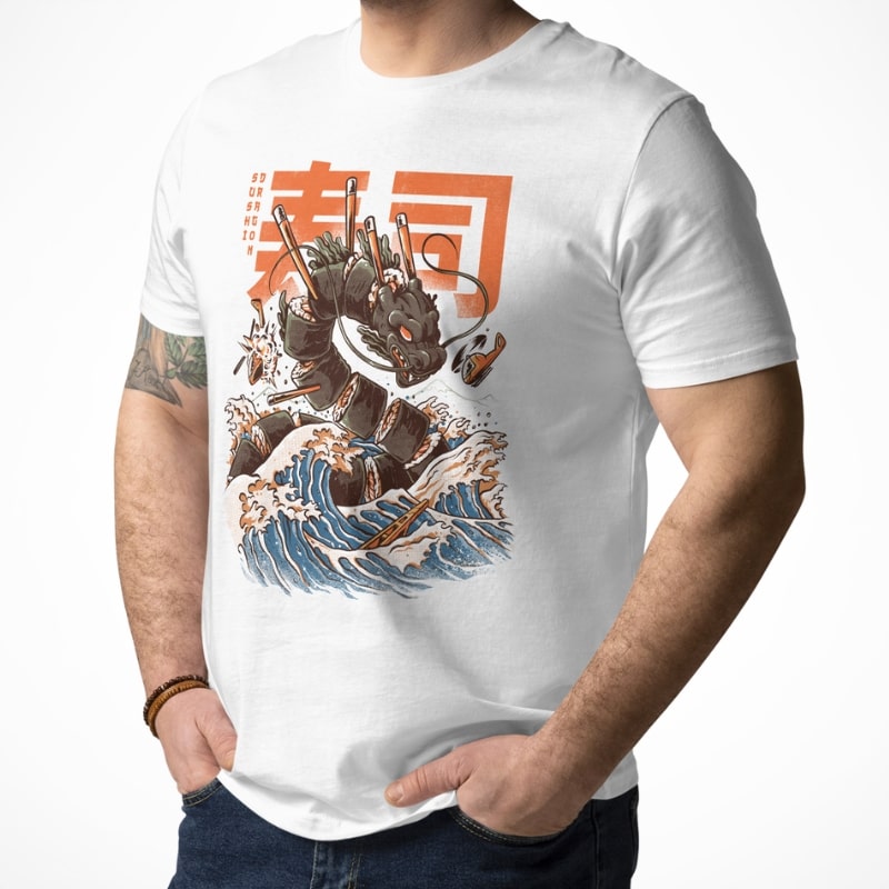 Japanese Graphic T-Shirt - Sushi Dragon