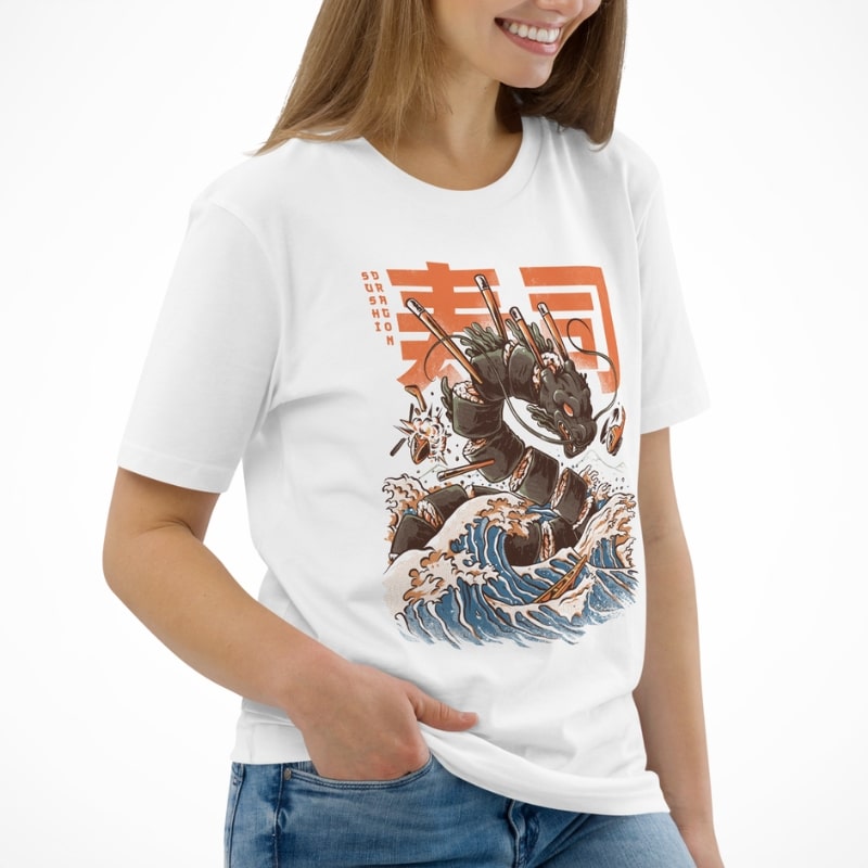 Japanese Graphic T-Shirt - Sushi Dragon