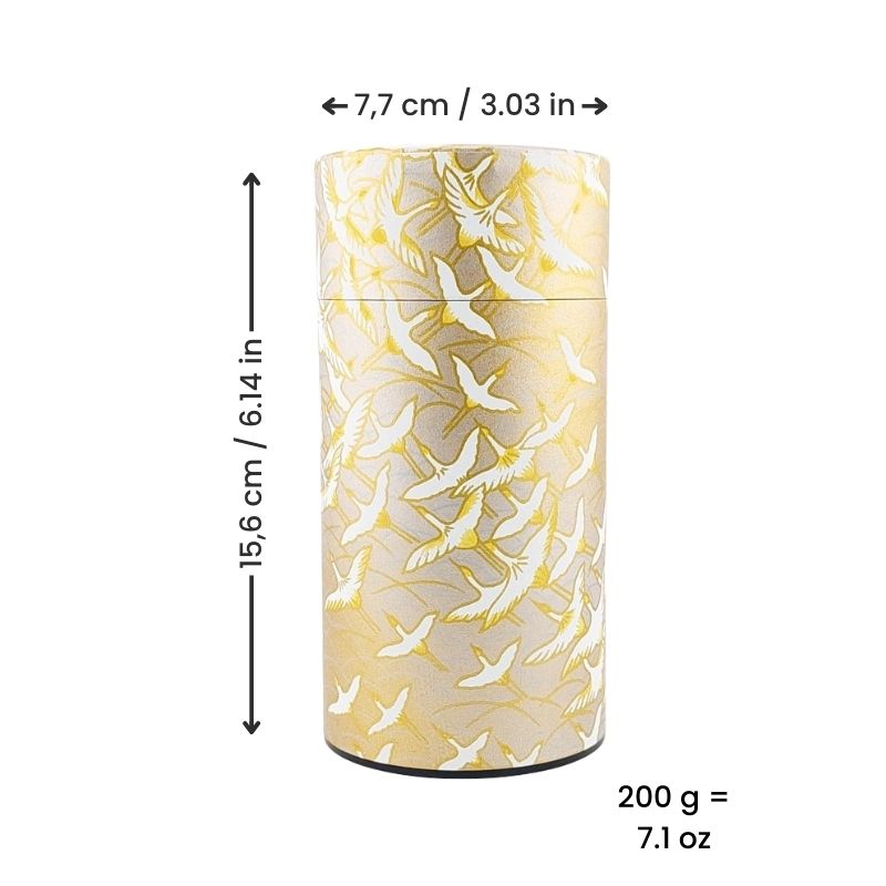 Washi Tea Canister - Golden Crane