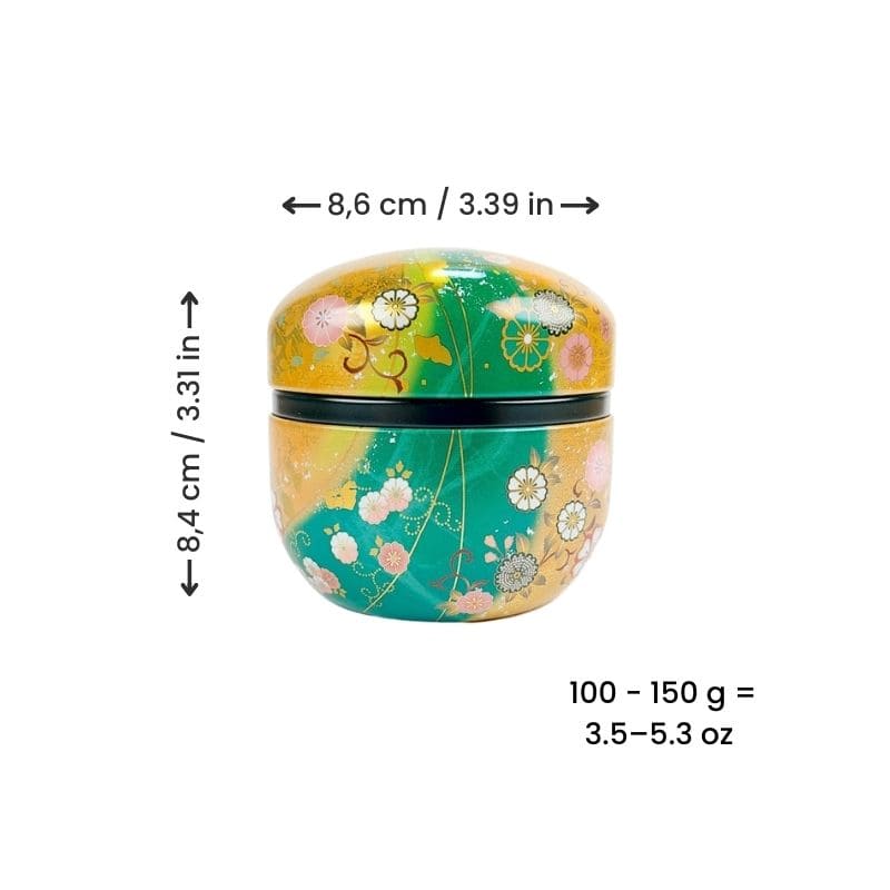 Round Tea Tin - Gold & Green