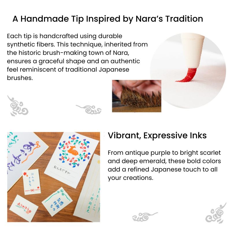 Set of 6 Tenpyo No Yume Colored Brush Pens