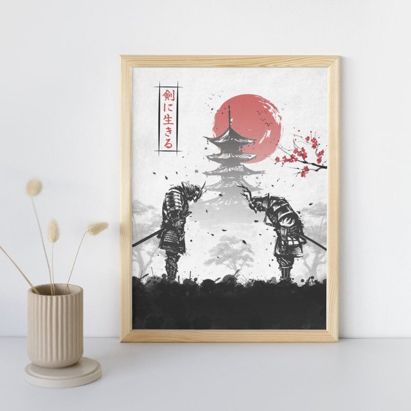 Japanese Samurai Duel Poster - A3