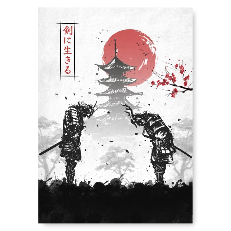 Japanese Samurai Duel Poster - A3