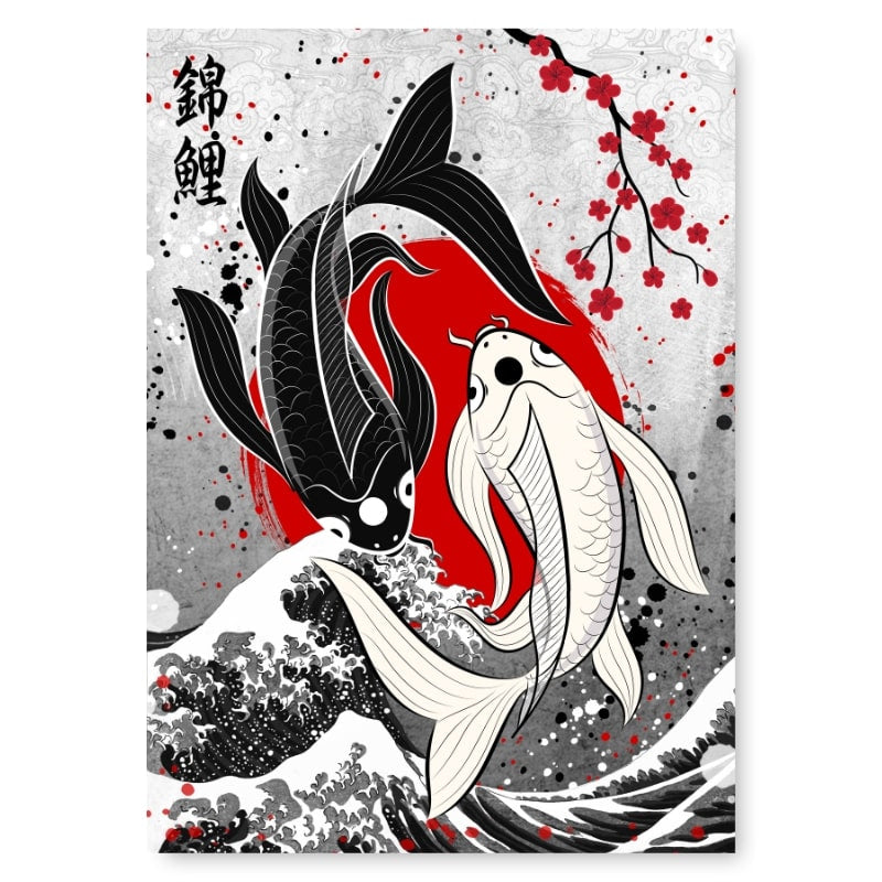Japanese Koi Carp Duet Poster - A3