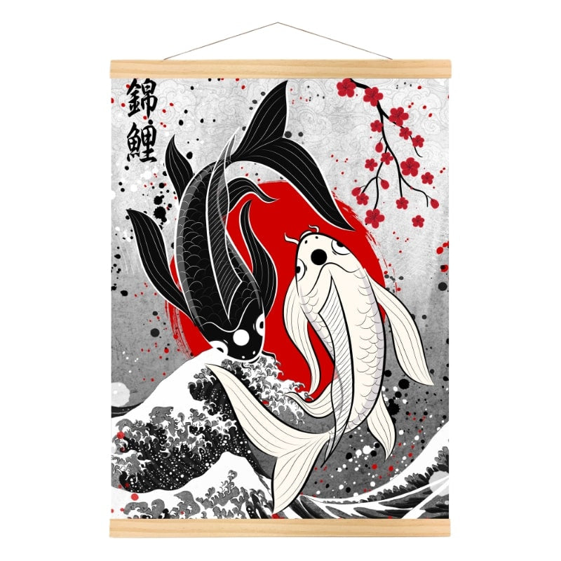 Japanese Koi Carp Duet Poster - A3
