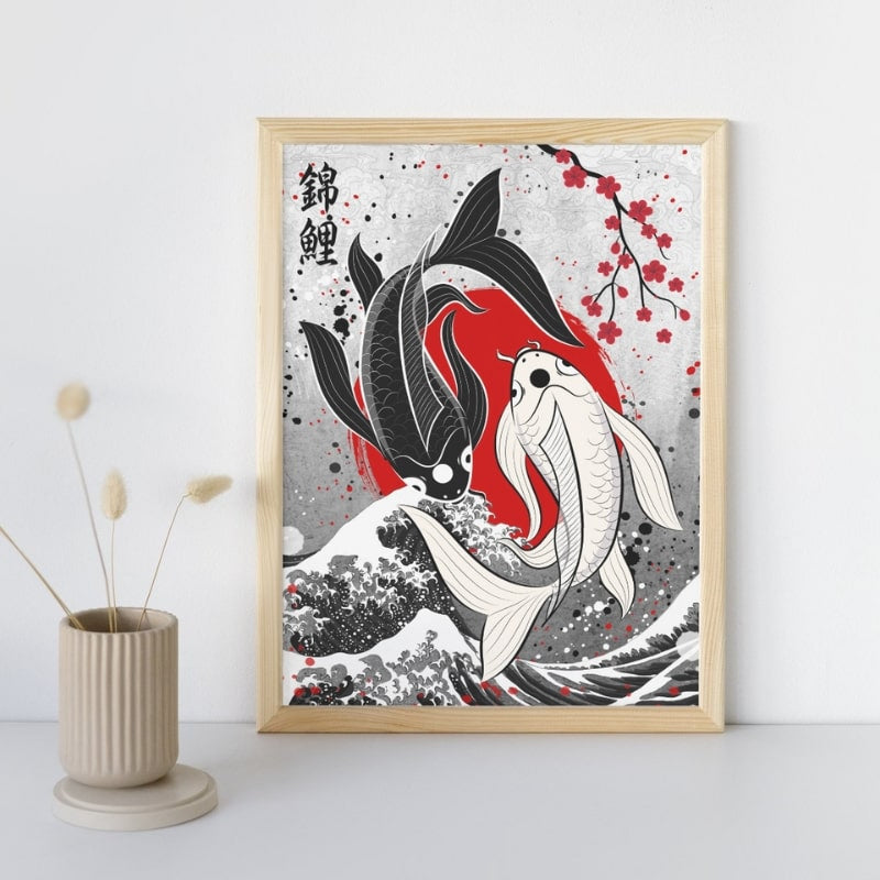 Japanese Koi Carp Duet Poster - A3