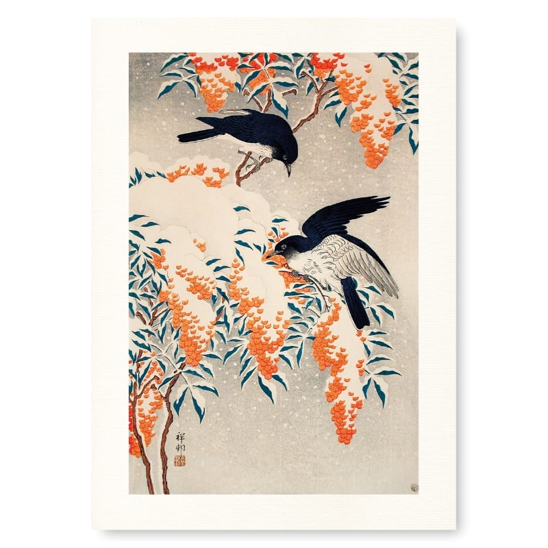 Affiche Japonaise Nandina Sous la Neige - A3