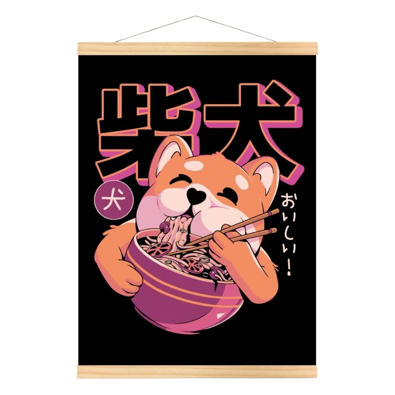 Japanese Shiba Noodle Poster - A3