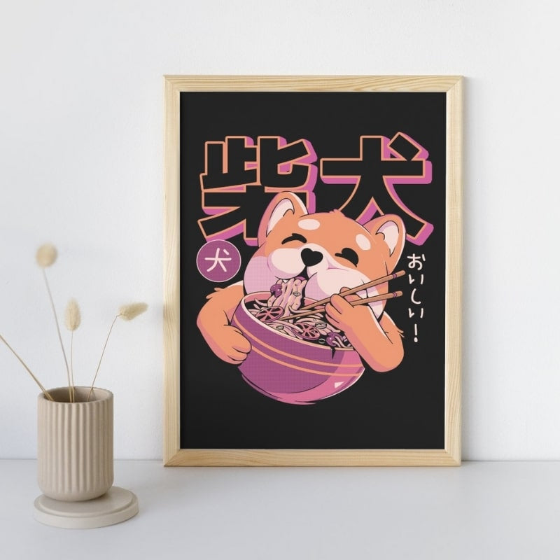 Japanese Shiba Noodle Poster - A3