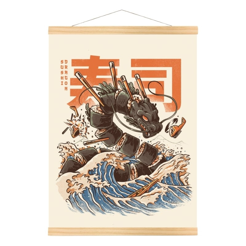 Japanese Sushi Dragon Poster - A3