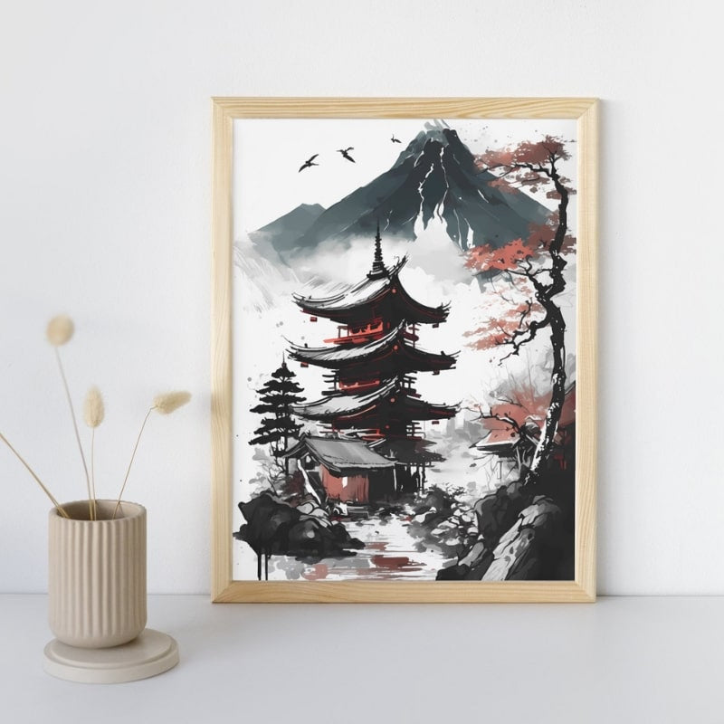 Japanese Pagoda View Poster - A3