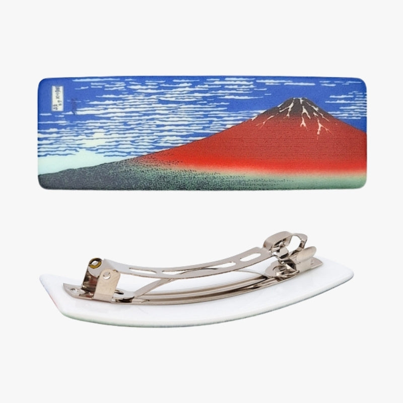 Japanese hair clip Mount Fuji Red
