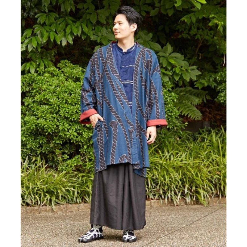 Blue Japanese Jacket for Men One Size