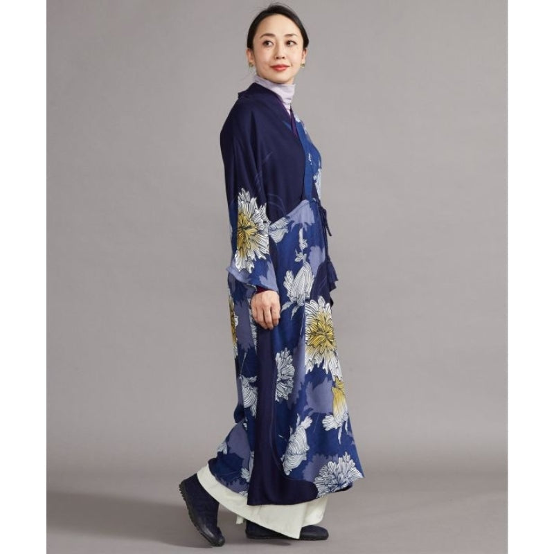 Blue Japanese Kimono Dress One Size