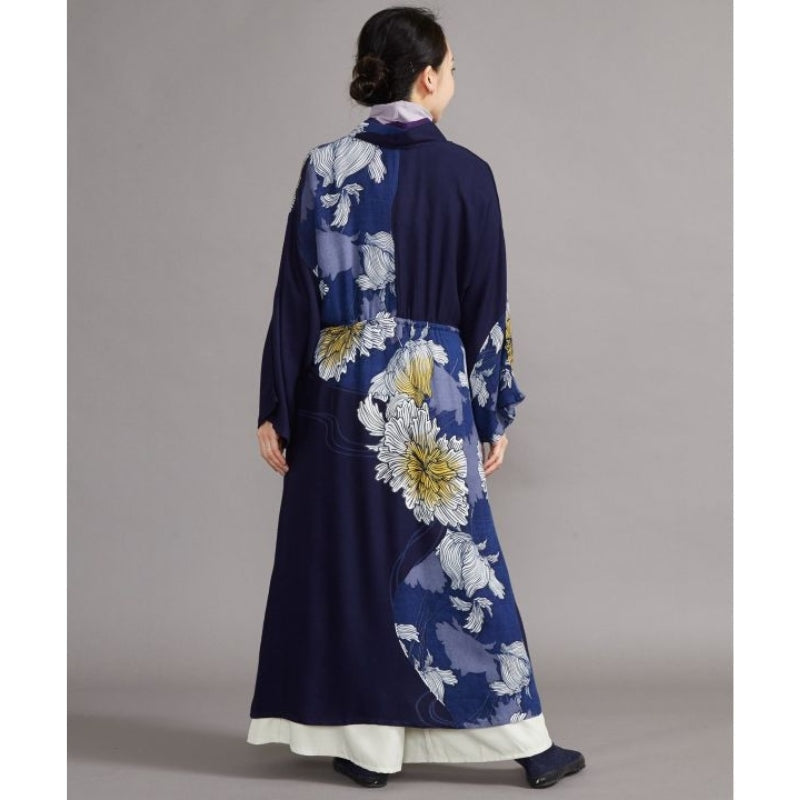 Blue Japanese Kimono Dress One Size