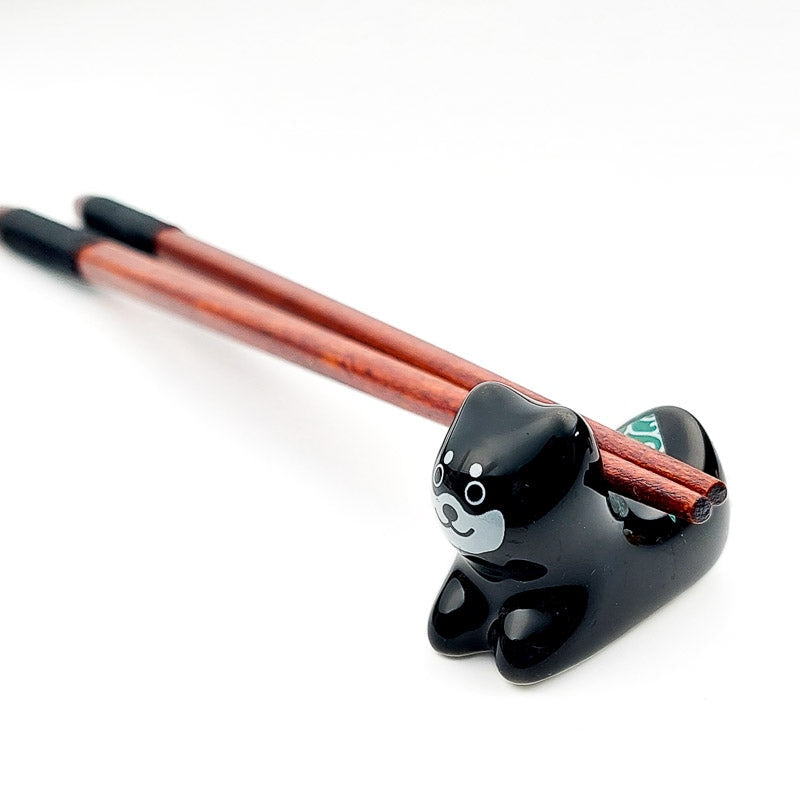 Chopstick Rest Black Shiba Dog