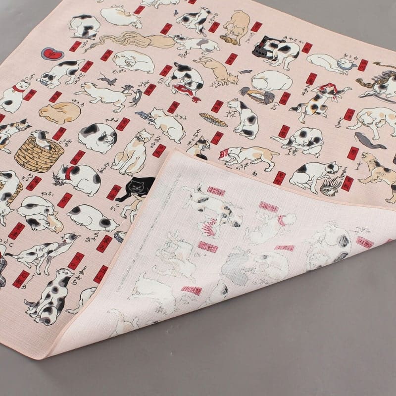 Large Furoshiki Japanese Cats - 27.5x27.5 in