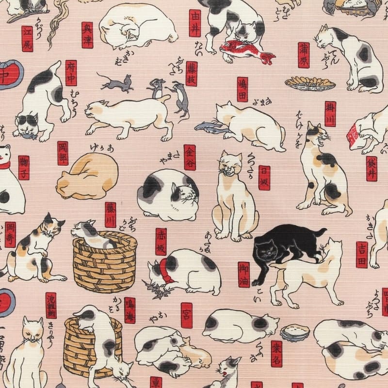 Large Furoshiki Japanese Cats - 27.5x27.5 in