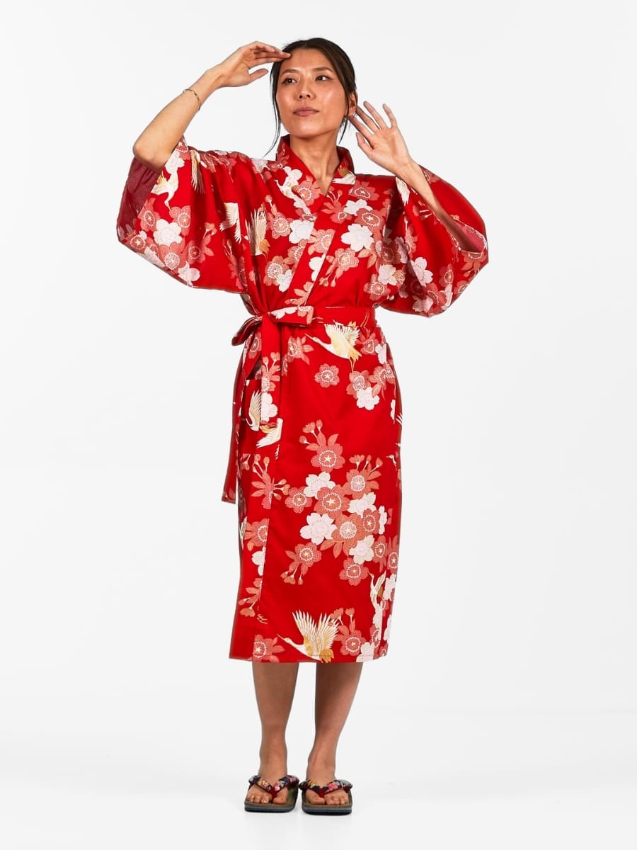 Happi Kimono Women - Sakura to Tsuru | Japan Avenue