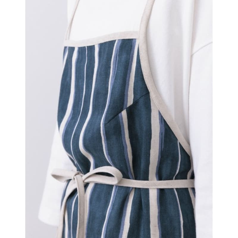 Japanese Apron – Blue Striped Twill