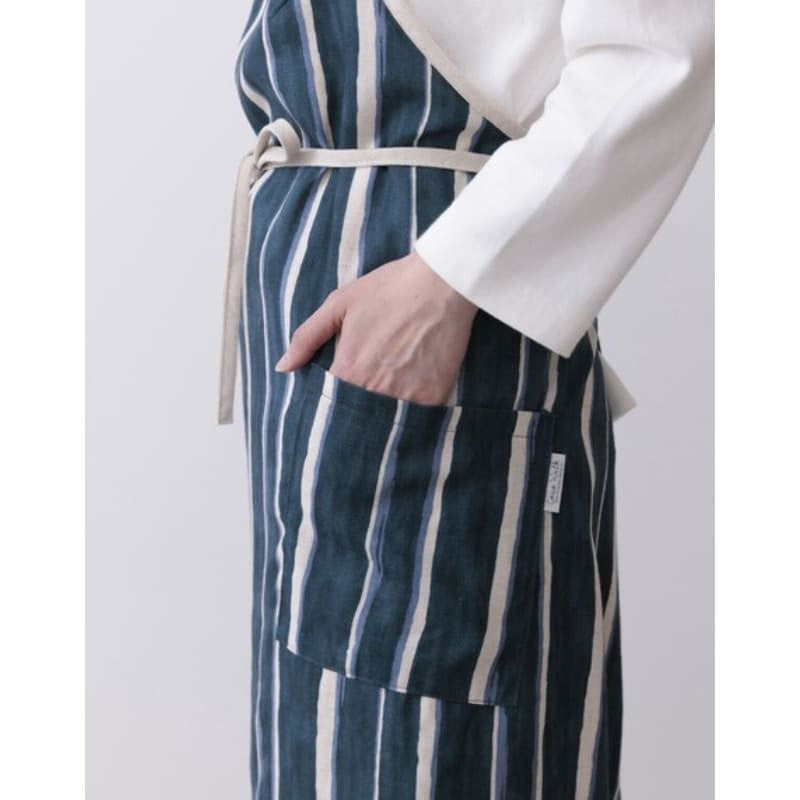 Japanese Apron – Blue Striped Twill