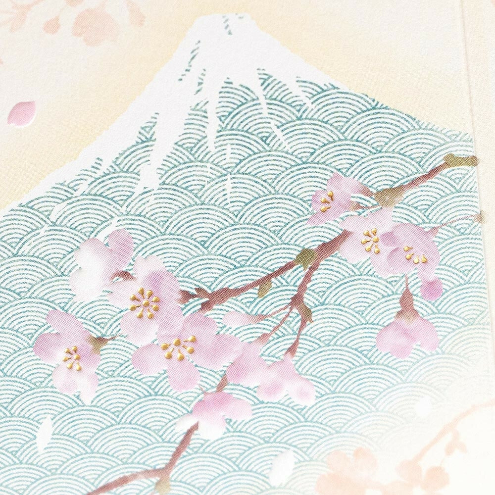 Japanese Card - Mount Fuji & Cherry Blossoms