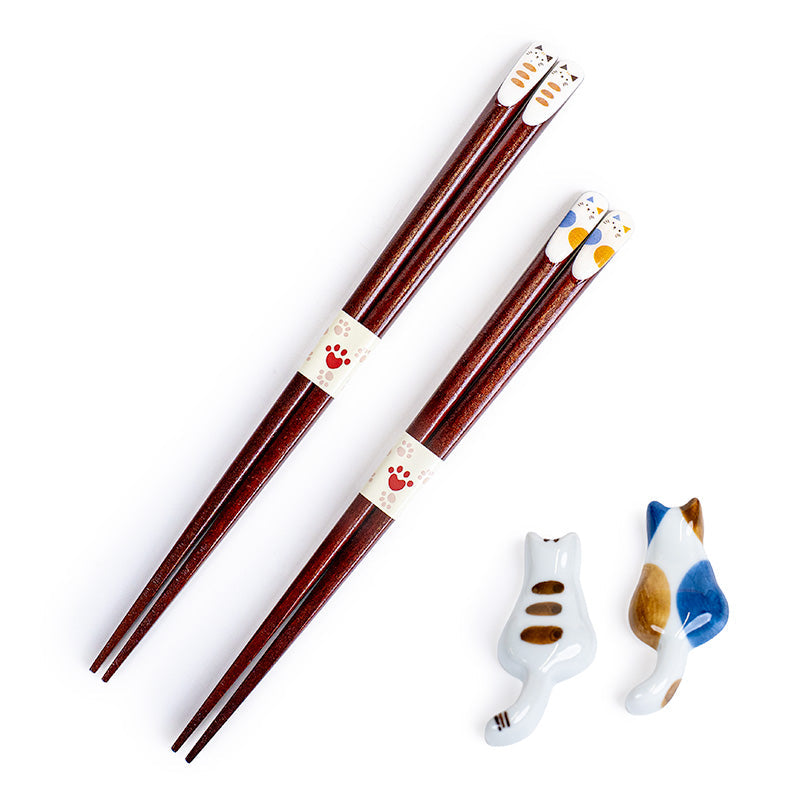 Japanese Chopsticks Gift Set & Cat Chopstick Rest
