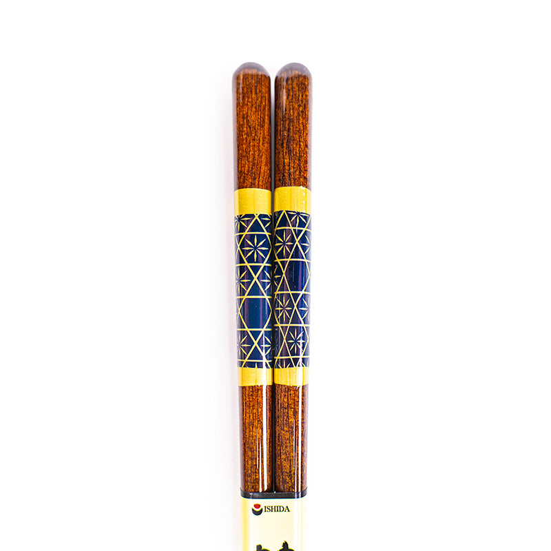 Japanese Chopsticks - Natural Wood Gold Pattern