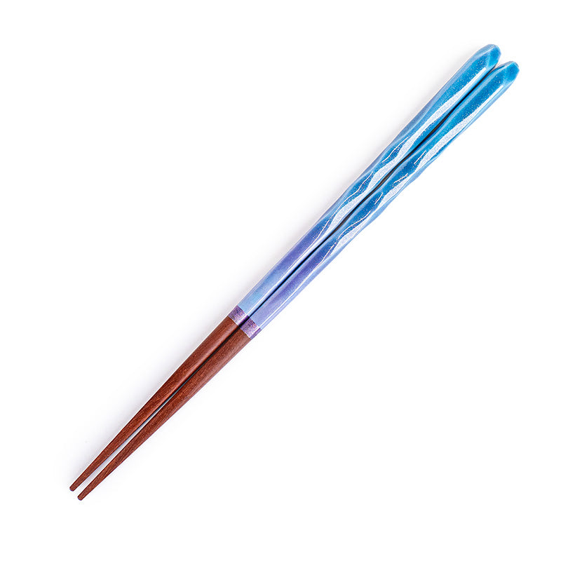 Japanese Chopsticks - Wavy Blue Glitter