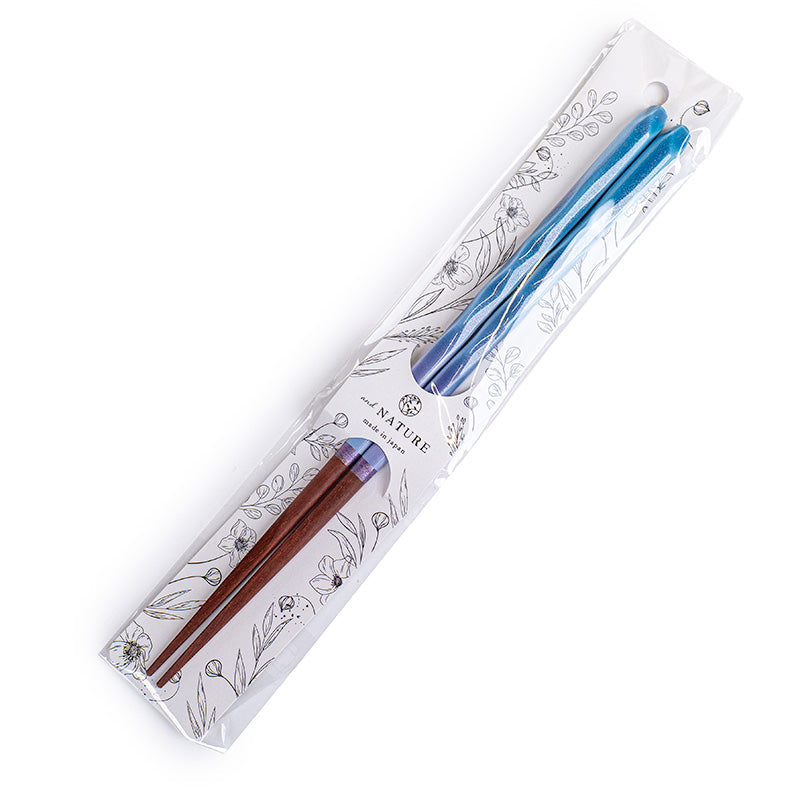 Japanese Chopsticks - Wavy Blue Glitter