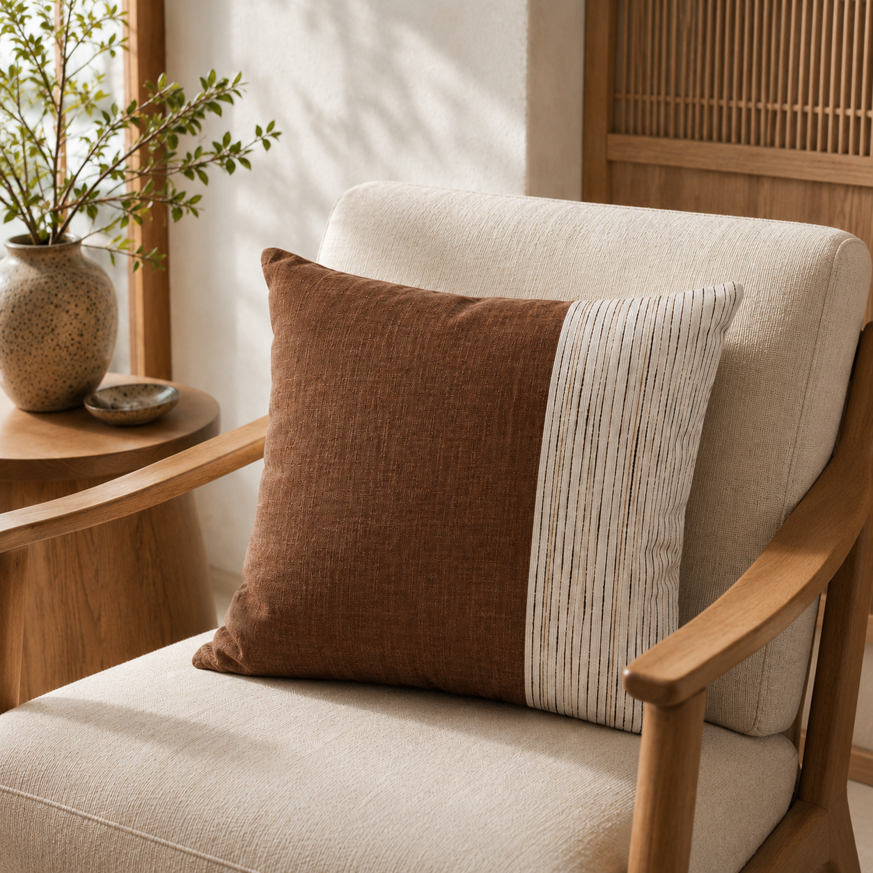 Japanese Cushion Cover - Sensuji Coffee 18x18