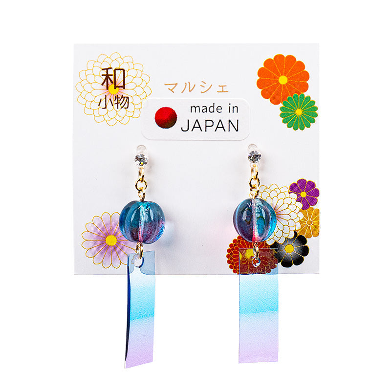 Japanese Earrings - Blue Wind Chime