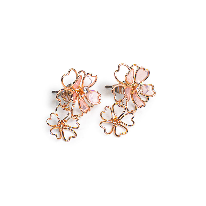 Japanese Earrings - Double Sakura