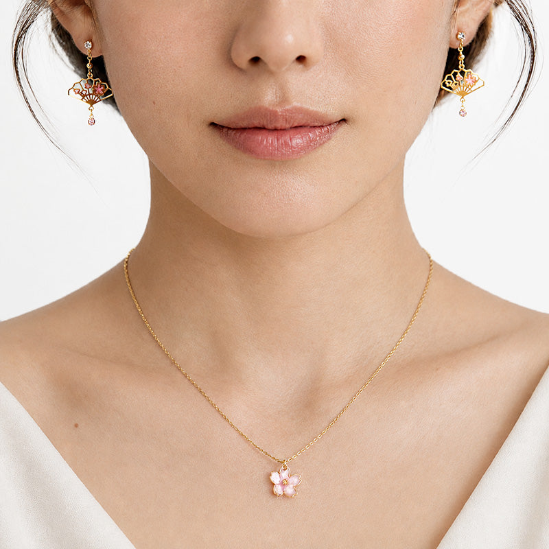 Japanese Earrings & Necklace Set - Hanami