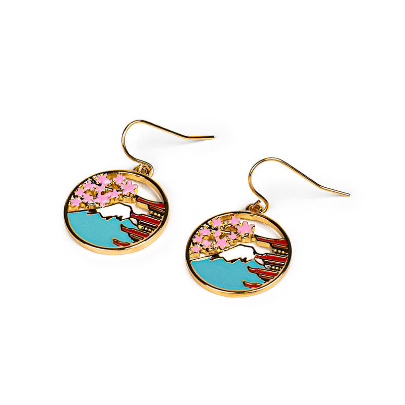 Japanese Earrings - Pagoda & Fuji