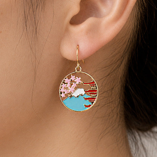 Japanese Earrings - Pagoda & Fuji
