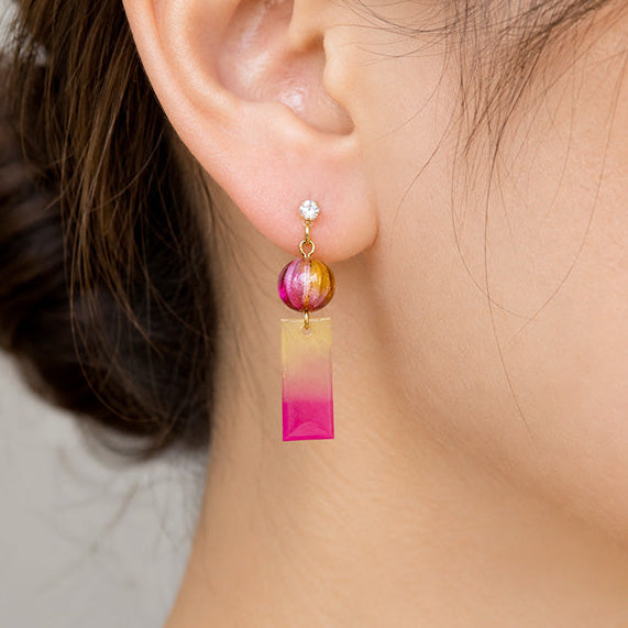 Japanese Earrings - Pink Wind Chime