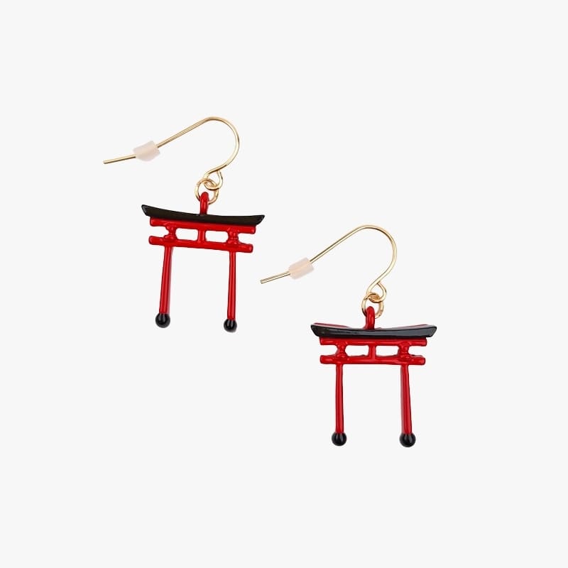 Japanese Earrings – Red Torii Gate Pierced Ears