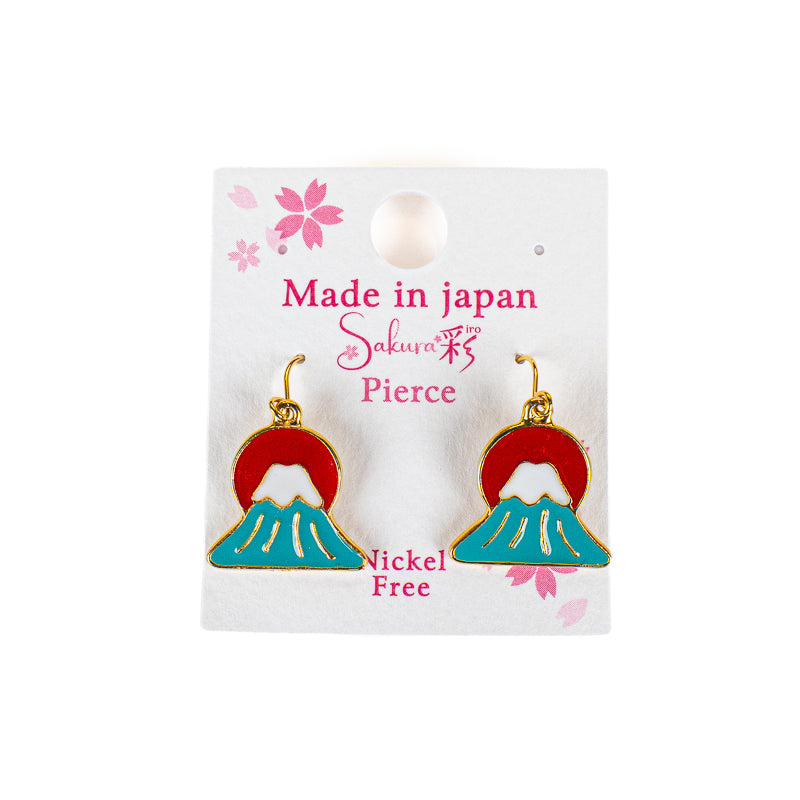 Japanese Earrings – Setting Sun Over Mount Fuji