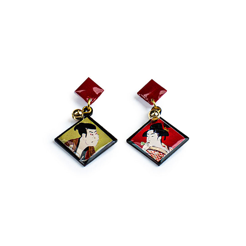 Japanese Earrings - Ukiyo-e Couple