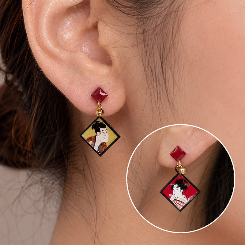 Japanese Earrings - Ukiyo-e Couple