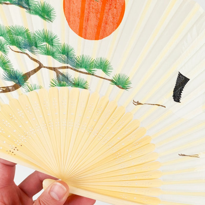 Japanese Fan – Crane & Pine Design