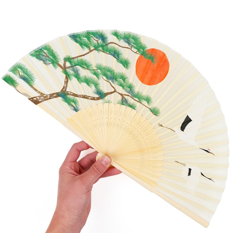 Japanese Fan – Crane & Pine Design