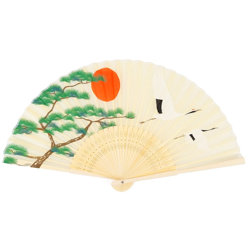 Japanese Fan – Crane & Pine Design