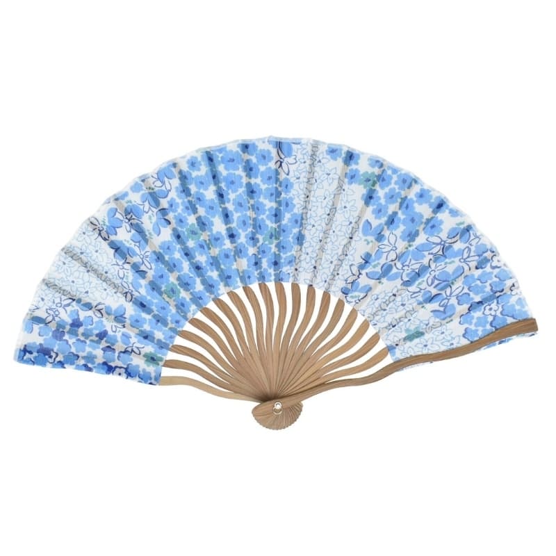 Japanese Fan & Pouch – Blue Flowers