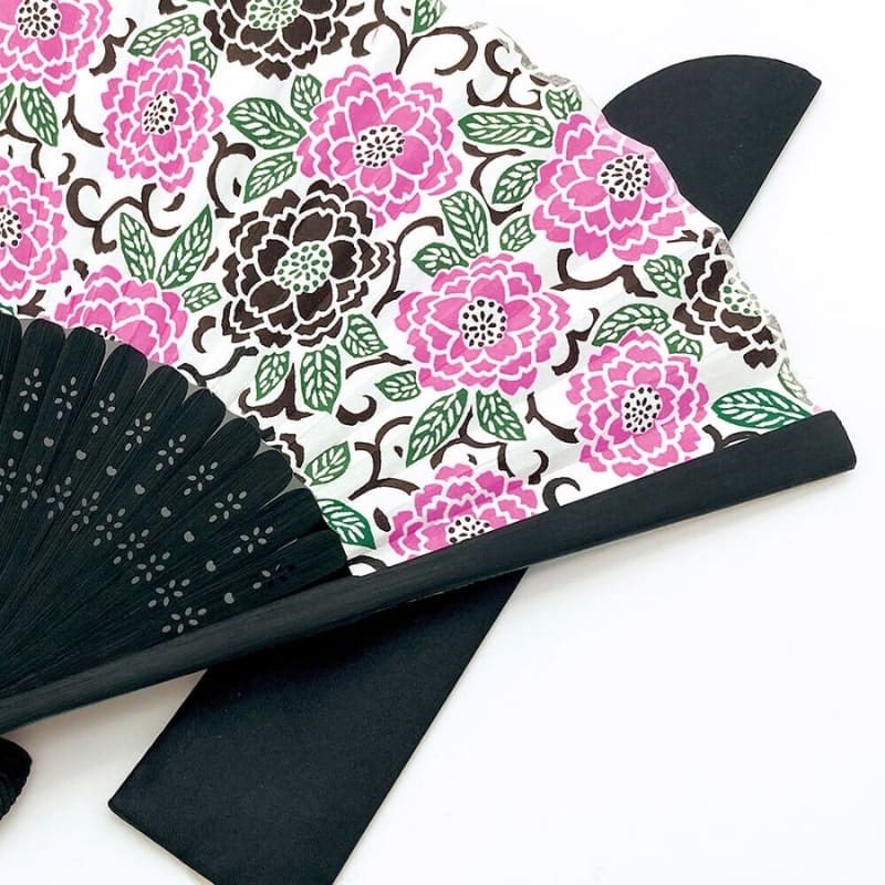 Japanese Fan – Yuzen Botan Pink