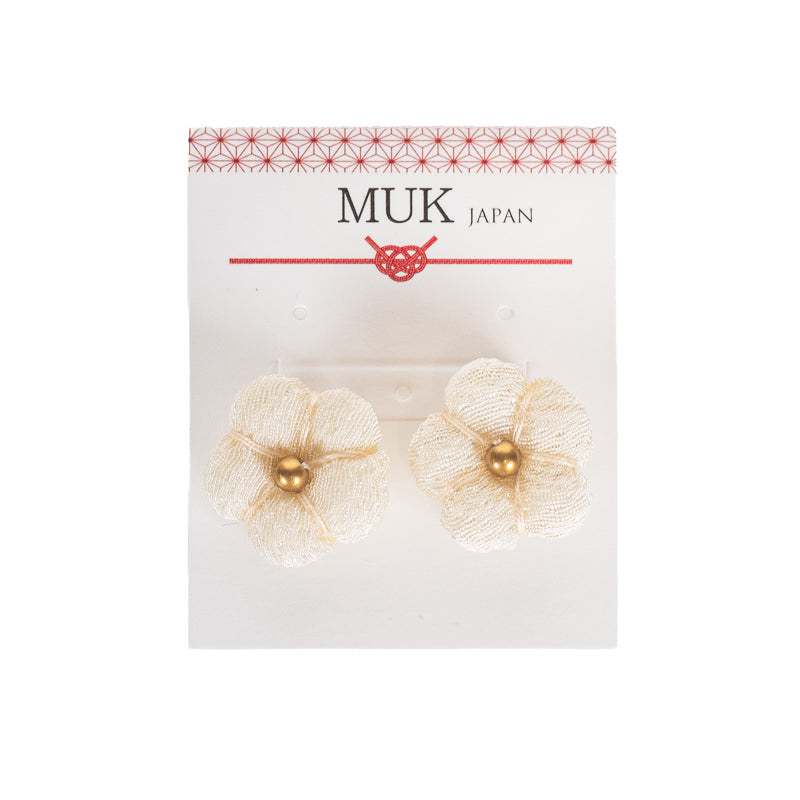 Japanese Flower Earrings - White
