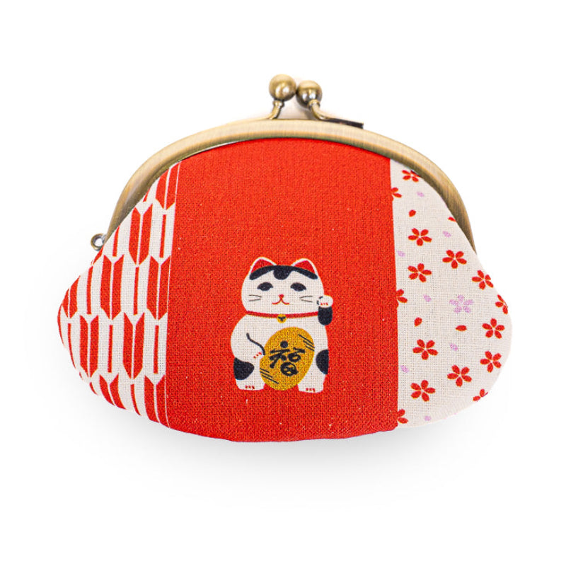 Japanese Gamaguchi Coin Purse - Maneki Neko